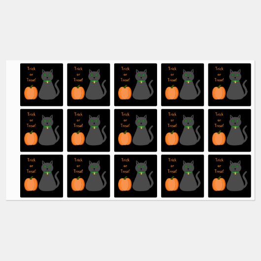 Cute Halloween Cat and Pumpkin Custom Labels (Vel)