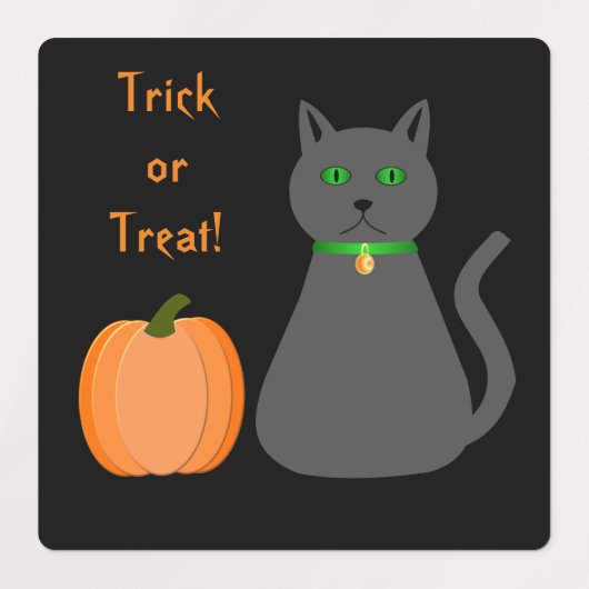 Cute Halloween Cat and Pumpkin Custom Labels (Design 2)