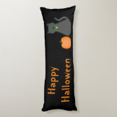 Cute Halloween Cat and Pumpkin Custom Lichaamskussen (Achterkant (Verticaal))