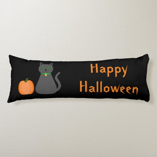 Cute Halloween Cat and Pumpkin Custom Lichaamskussen (Voorkant)
