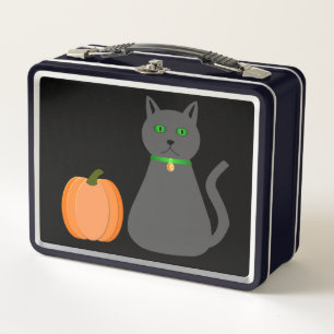 Cute Halloween Cat and Pumpkin Custom Name