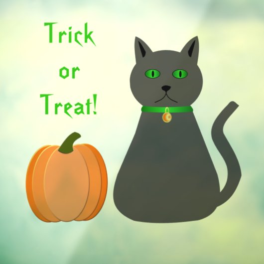 Cute Halloween Cat and Pumpkin Custom Party Raamsticker (Vel 3)