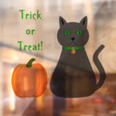 Cute Halloween Cat and Pumpkin Custom Party Raamsticker (Vel 2)