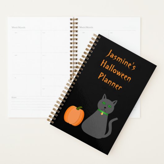 Cute Halloween Cat and Pumpkin Custom Planner (Display)