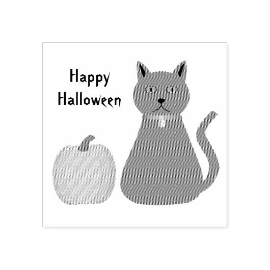 Cute Halloween Cat and Pumpkin Custom Rubberstempel (Afrduk)