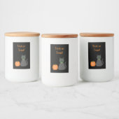 Cute Halloween Cat and Pumpkin Custom Voedselcontainer Etiket (Flessen)