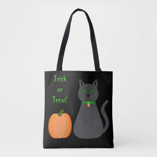 Cute Halloween Cat and Pumpkin Double Side Print Tote Bag (Voorkant)