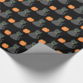 Cute Halloween Cat and Pumpkin Patterned Cadeaupapier (Hoek)