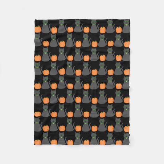Cute Halloween Cat and Pumpkin Patterned Fleece Deken (Voorkant)
