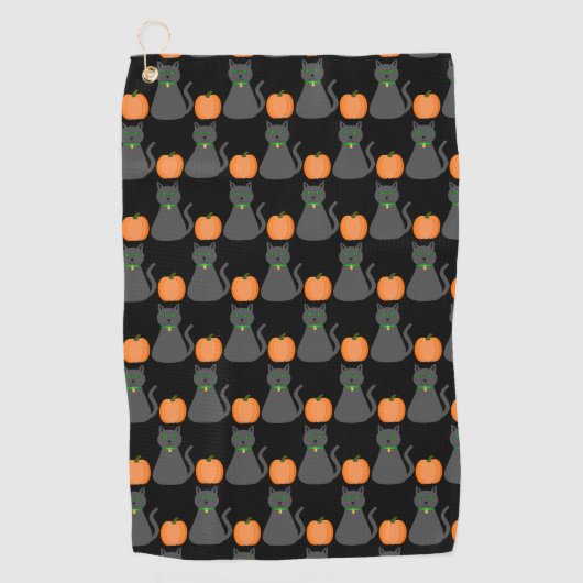 Cute Halloween Cat and Pumpkin Patterned Golfhanddoek (Voorkant)