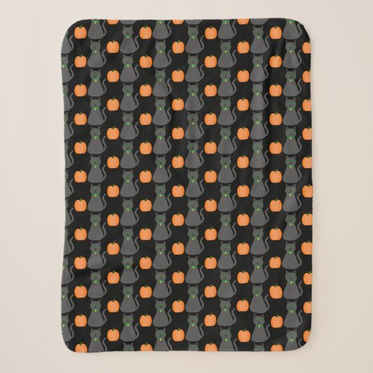 Cute Halloween Cat and Pumpkin Patterned Sherpa Deken (Voorkant)