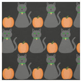 Cute Halloween Cat and Pumpkin Patterned Stof (Swatch)