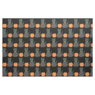 Cute Halloween Cat and Pumpkin Patterned Stof