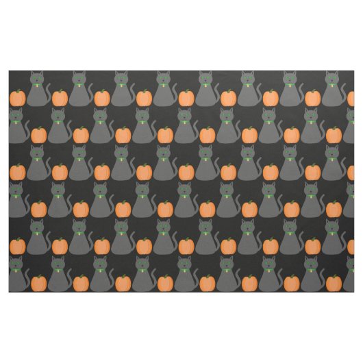 Cute Halloween Cat and Pumpkin Patterned Stof (Fat Quarter)