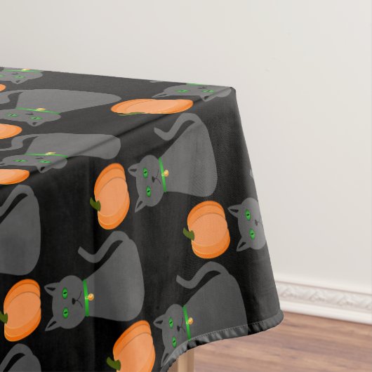 Cute Halloween Cat and Pumpkin Patterned Tafelkleed (Voorbeeld)