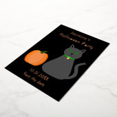 Cute Halloween Cat and Pumpkin Save the Date Folie Feestdagenkaart (Gedraaid)