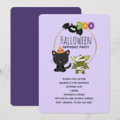 Cute Halloween Cat, Bat & Mummy Boo Birthday Kaart (Voorkant / Achterkant)