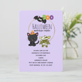 Cute Halloween Cat, Bat & Mummy Boo Birthday Kaart (Staand voorkant)