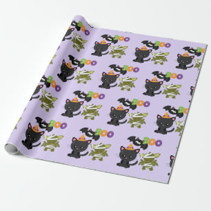 Cute Halloween Cat, Bat & Mummy Boo Cadeaupapier