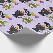 Cute Halloween Cat, Bat & Mummy Boo Cadeaupapier (Hoek)