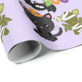 Cute Halloween Cat, Bat & Mummy Boo Cadeaupapier (Rol Hoek)