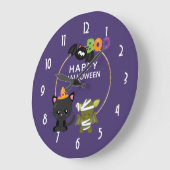 Cute Halloween Cat, Bat & Mummy Boo Grote Klok (Hoek)