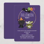 Cute Halloween Cat, Bat & Mummy Boo Kaart (Voorkant / Achterkant)