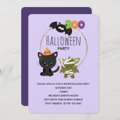 Cute Halloween Cat, Bat & Mummy Boo Kaart (Voorkant / Achterkant)
