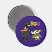 Cute Halloween Cat, Bat & Mummy Boo Magneet (Voorkant / Achterkant)