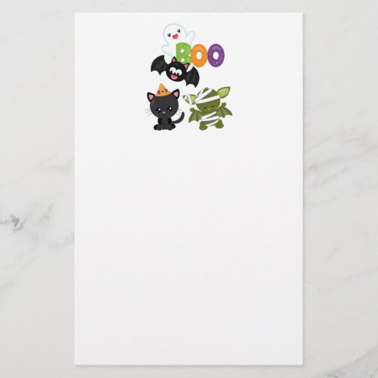 Cute Halloween Cat, Bat, Mummy & Ghost Briefpapier (Voorkant)
