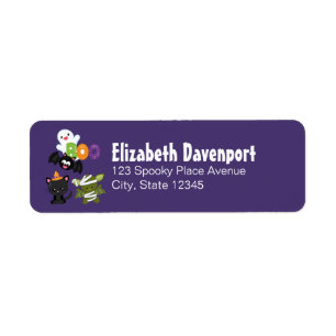 Cute Halloween Cat, Bat, Mummy & Ghost Etiket