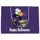 Cute Halloween Cat, Bat, Mummy & Ghost Groot Cadeauzakje (Achterkant)