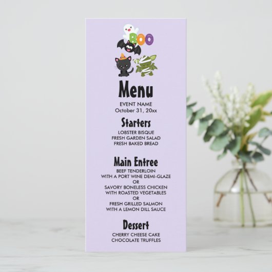 Cute Halloween Cat, Bat, Mummy & Ghost Kaart (Staand voorkant)