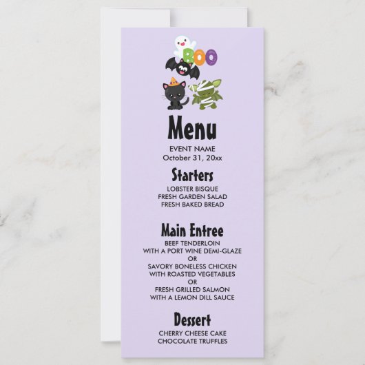 Cute Halloween Cat, Bat, Mummy & Ghost Kaart (Voorkant)