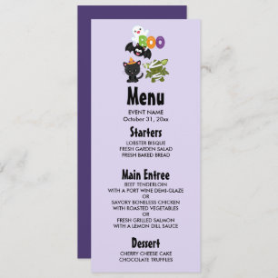 Cute Halloween Cat, Bat, Mummy & Ghost Kaart