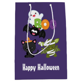 Cute Halloween Cat, Bat, Mummy & Ghost Medium Cadeauzakje
