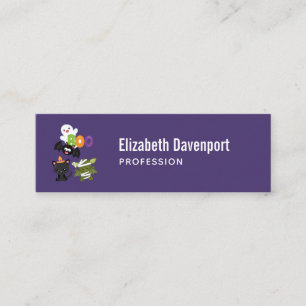 Cute Halloween Cat, Bat, Mummy & Ghost Mini Visitekaartje