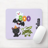 Cute Halloween Cat, Bat, Mummy & Ghost Muismat (Met muis)