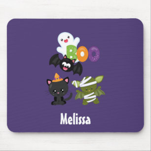 Cute Halloween Cat, Bat, Mummy & Ghost Muismat