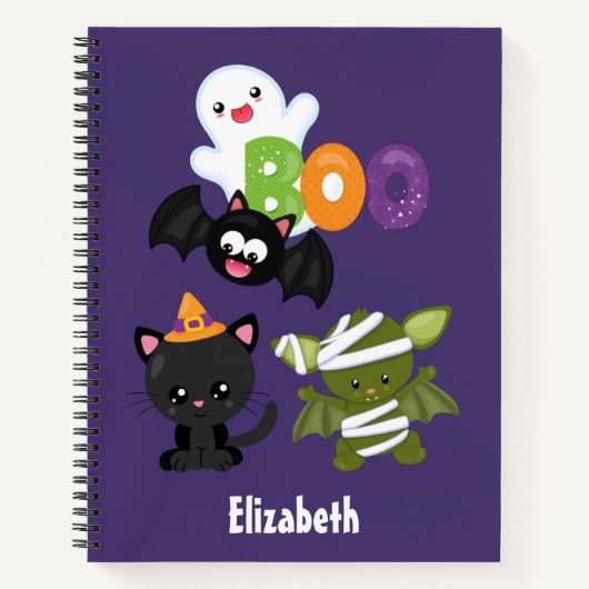 Cute Halloween Cat, Bat, Mummy & Ghost Notitieboek (Voorkant)
