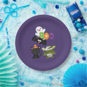Cute Halloween Cat, Bat, Mummy & Ghost Papieren Bordje (Feest)