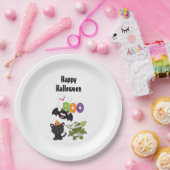 Cute Halloween Cat, Bat, Mummy & Ghost Papieren Bordje (Feest)