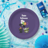 Cute Halloween Cat, Bat, Mummy & Ghost Papieren Bordje (Feest)
