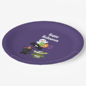 Cute Halloween Cat, Bat, Mummy & Ghost Papieren Bordje (Gekanteld)