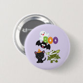 Cute Halloween Cat, Bat, Mummy & Ghost Ronde Button 5,7 Cm (Voorkant /achterkant)