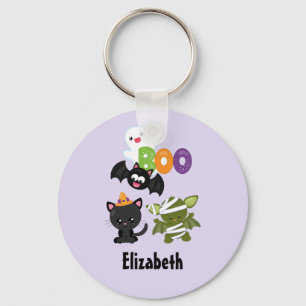 Cute Halloween Cat, Bat, Mummy & Ghost Sleutelhanger