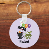 Cute Halloween Cat, Bat, Mummy & Ghost Sleutelhanger (Voorkant)