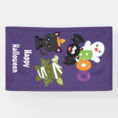 Cute Halloween Cat, Bat, Mummy & Ghost Spandoek (Horizontaal)