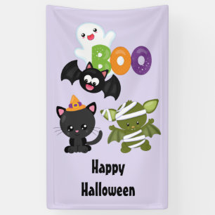 Cute Halloween Cat, Bat, Mummy & Ghost Spandoek