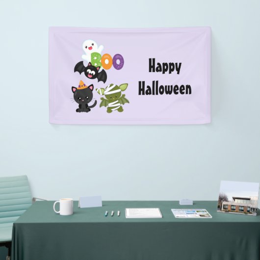 Cute Halloween Cat, Bat, Mummy & Ghost Spandoek (Beurs)